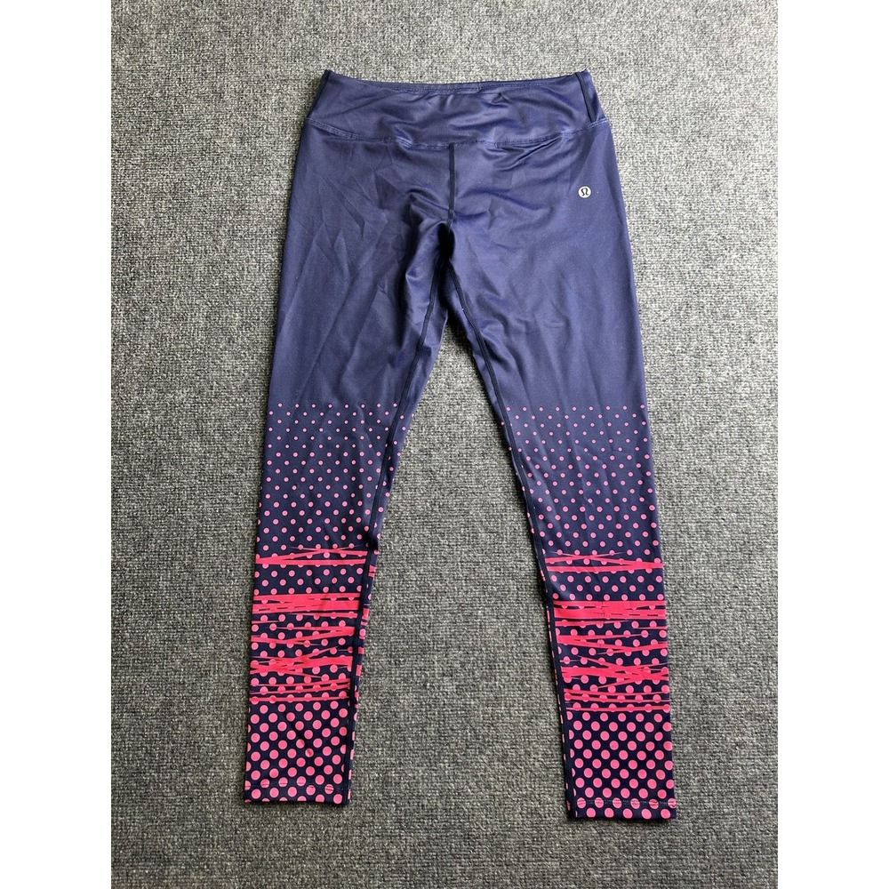 Girls Lululemon High Rise Crop Leggings Navy Pink, Size Youth XL